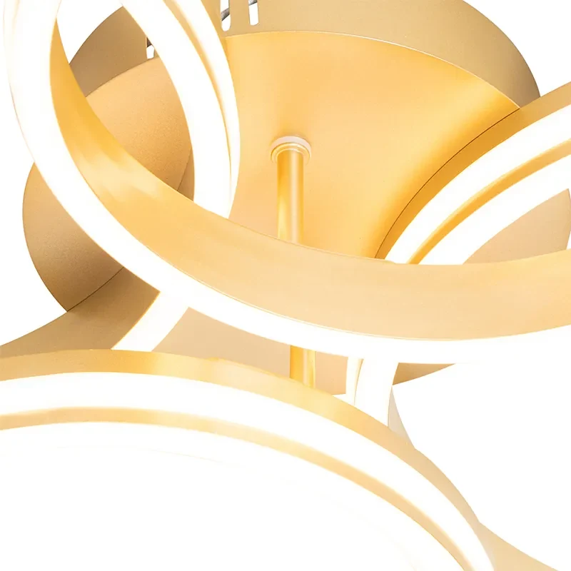 Plafondlamp messing incl. LED 3-staps dimbaar 4-lichts - Navara Design rond Binnenverlichting Lamp