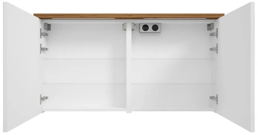 Fontana Grado spiegelkast met verlichting 117cm 2 deuren walnoot