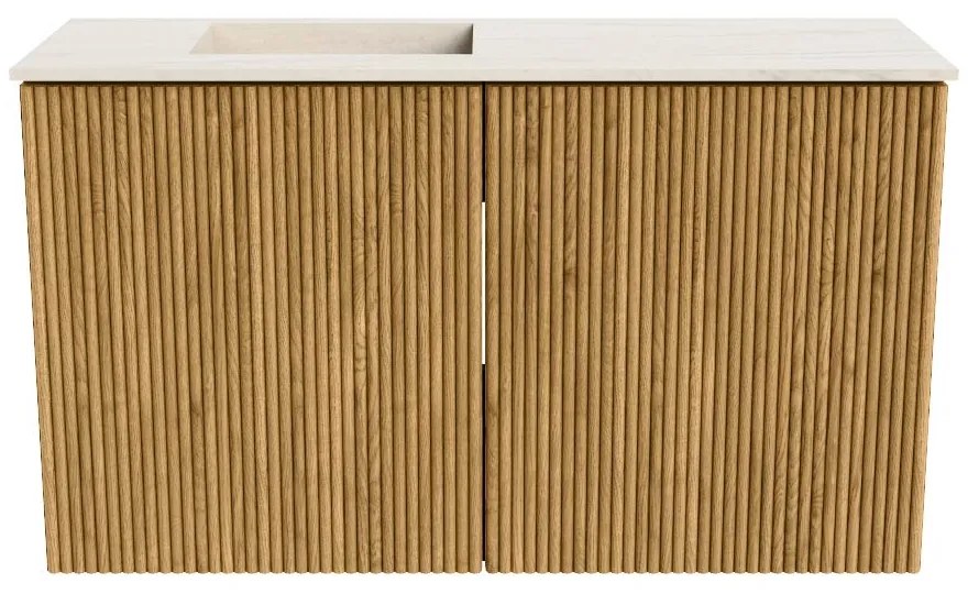 Mondiaz Joya DLux 70cm toiletmeubel oak met wastafel faye links 1 kraangat meli