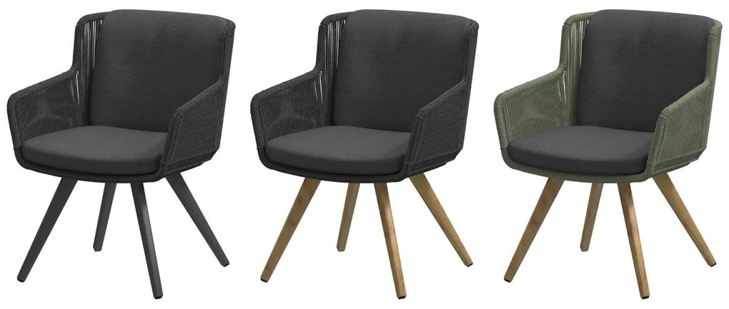 4 Seasons Outdoor Flores tuinstoel antraciet met teak onderstel SALE Tuinstoel   houtkleur weerbestendig