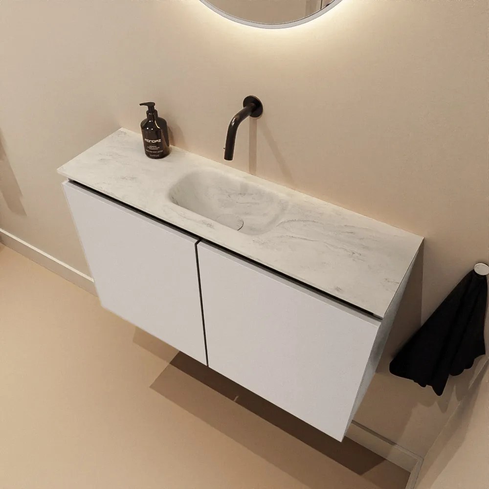 Mondiaz Ture DLux toiletmeubel 80cm linen met wastafel opalo midden zonder kraangat