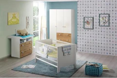 Babykamer voordeelset 3-delig »Hiddensee« ledikantje + commode + 3-deurskast