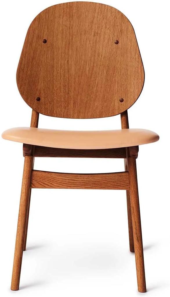 Warm Nordic Noble stoel leren zitting Soavé Nature teak onderstel