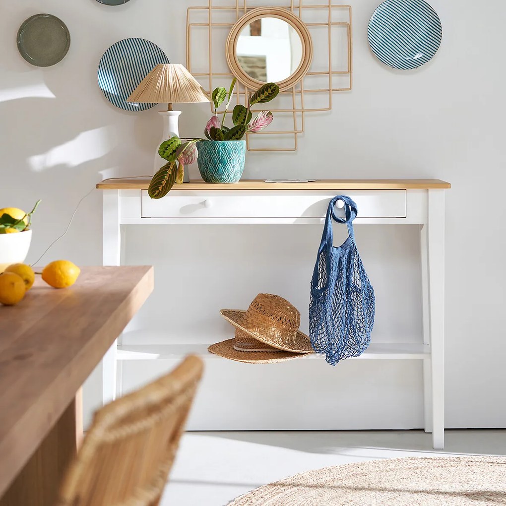 Wandtafel 1 lade in massief dennenhout, Alvina