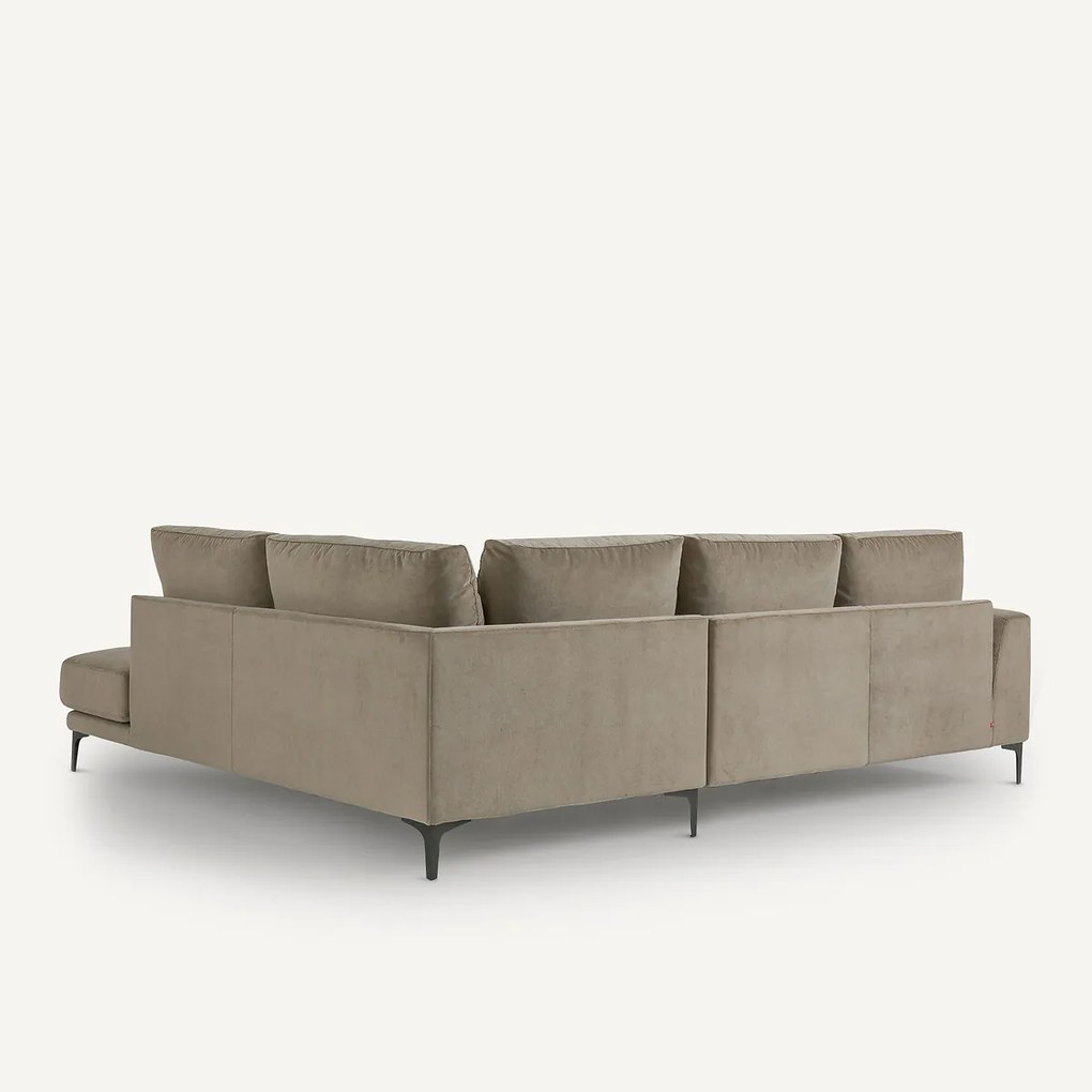 Rechtse hoekbank met leuning in stonewashed fluweel Marsile
