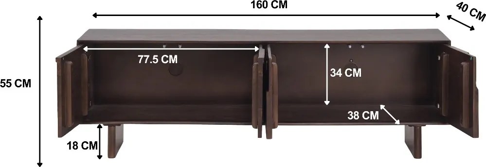 TV Meubel Met Organisch Patroon - 160x40x55cm.