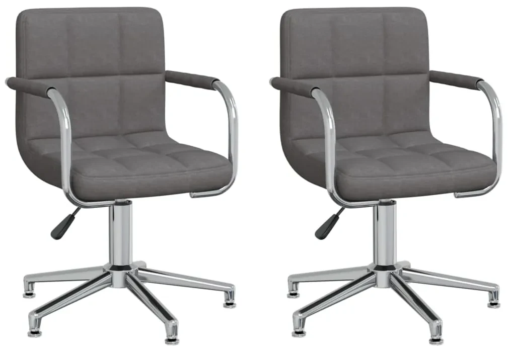 vidaXL Eetkamerstoelen draaibaar 2 st stof donkergrijs