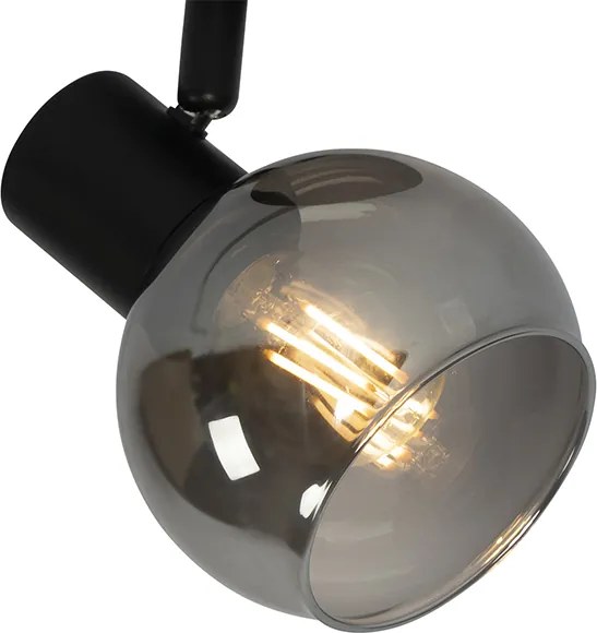 Art Deco spot zwart met smoke glas - Vidro