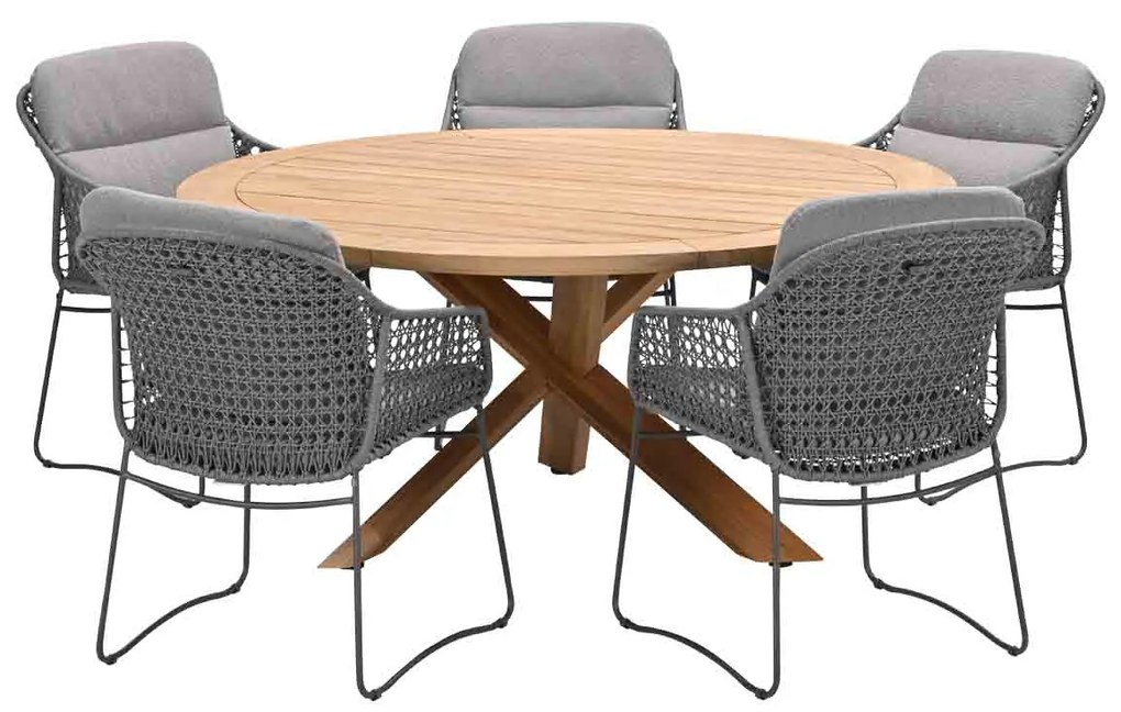 4 Seasons Moretti tuinset 6-delig - Prado tuintafel Ø160 cm