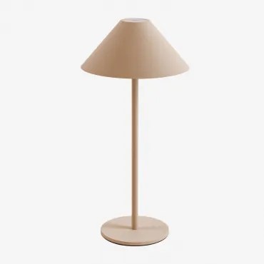 Draadloze Led-buiten Tafellamp Nebida Beige – Linnen - Sklum