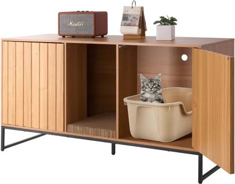 VEVOR Kattenkast, 1200x450x665 mm, Kattenbak met krabpaal en opbergruimte, Kattenbakkast, Kattenhuis, Past op de meeste kattenbakken, voor slaapkamer en woonkamer