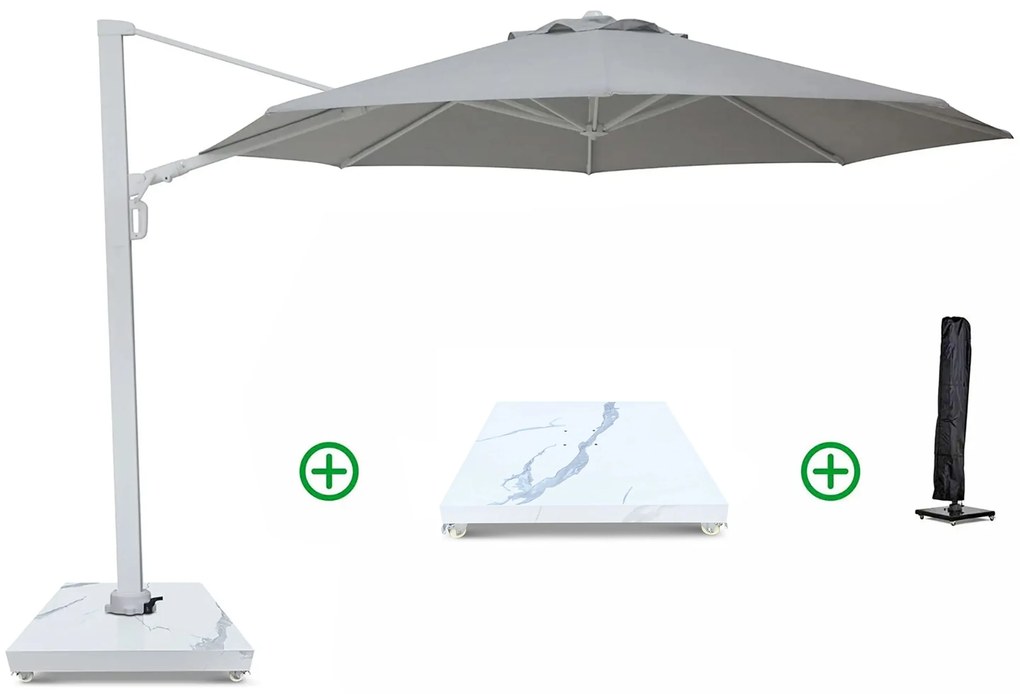 Zweefparasol  3.5m S2 Excellent (incl. voet + hoes) Grijs-antraciet Camello Luna