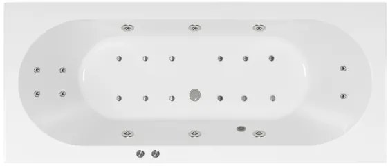 Lambini Designs Round bubbelbad 190x90cm elektronisch 6+4+2 hydrojets en 12 aerojets met LED-verlichting chroom