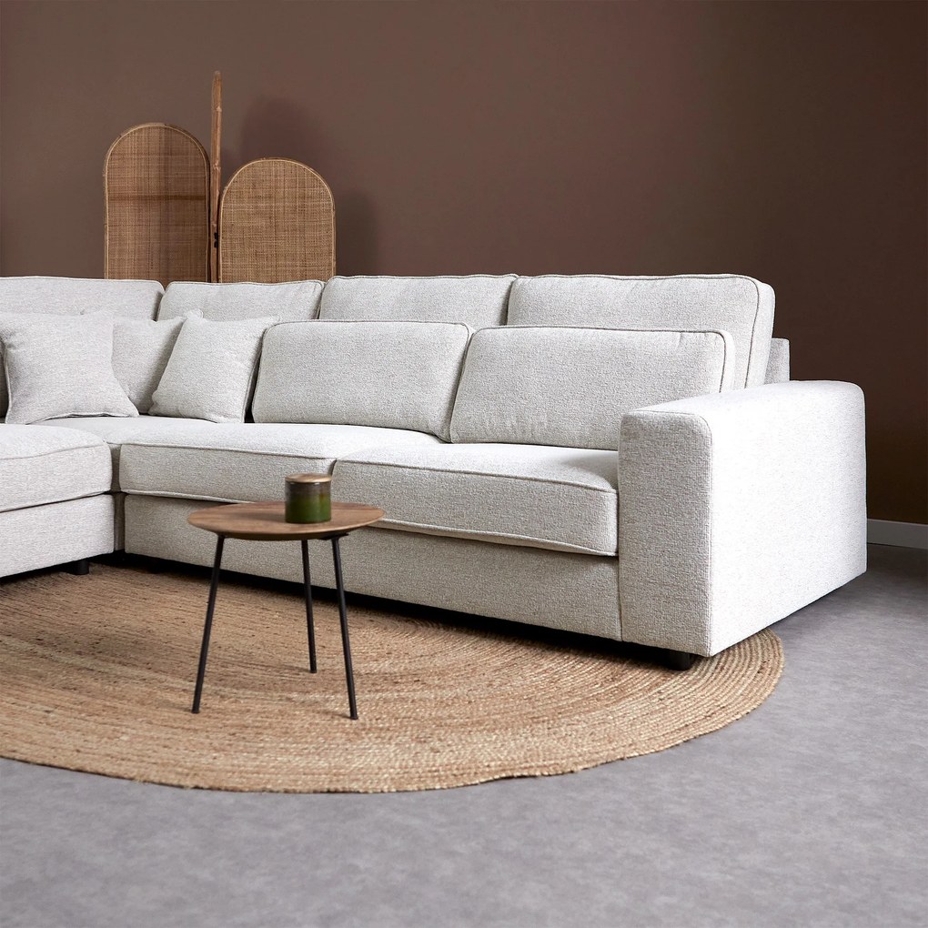 Hoekbank Met Dubbele Rugkussens Beige L