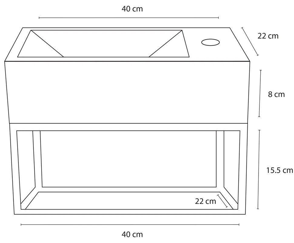 Differnz Force fonteinset beton met frame en gebogen kraan mat zwart