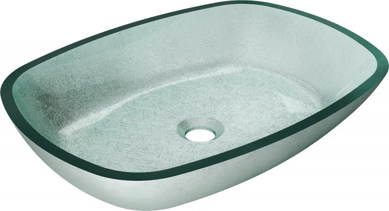Mexen Araks glazen opbouw wastafel 54 x 39 cm, zilver - 24155411