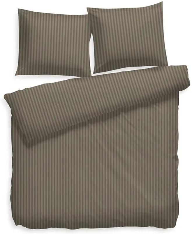 Heckett & Lane dekbedovertrek Uni Stripe - taupe grey - 240x200 cm - Leen Bakker