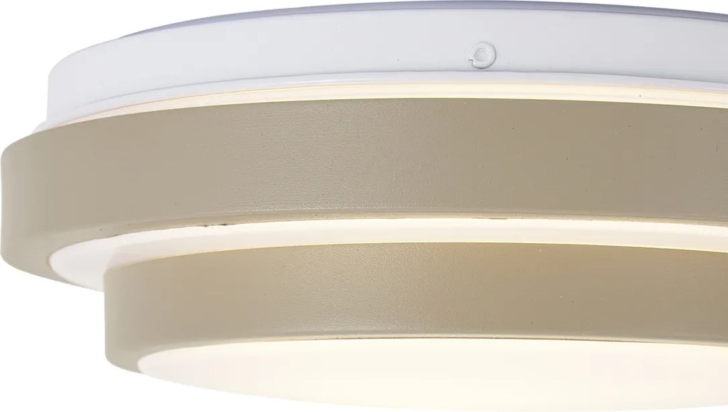 Moderne plafondlamp taupe met wit 25cm IP44 - Walden
