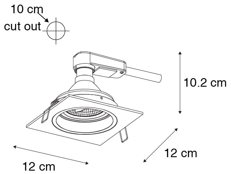 Set van 6 Vierkante inbouwspot wit verstelbaar - Chuck 70 GU10 Binnenverlichting Lamp