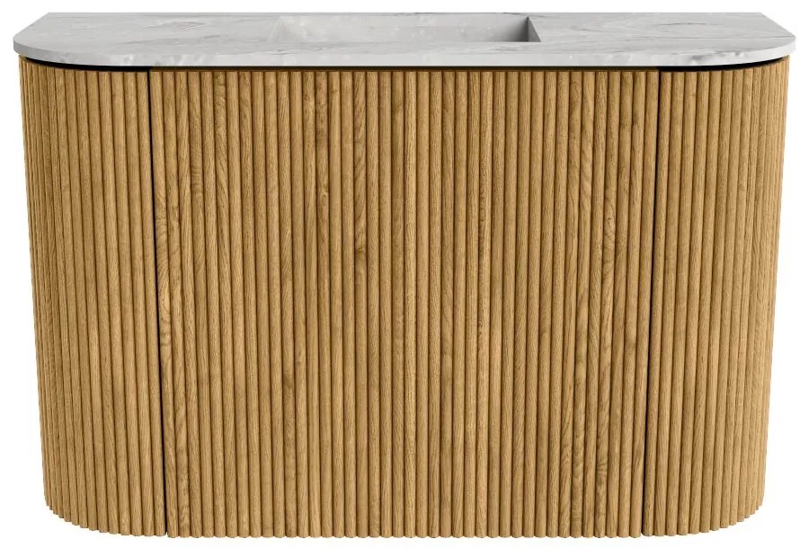 Mondiaz Joya DLux 65cm toiletmeubel ronding links/rechts oak met wastafel faye midden zonder kraangat glace