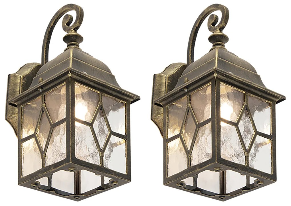 Set van 2 romantische buiten wandlantaarns brons - London