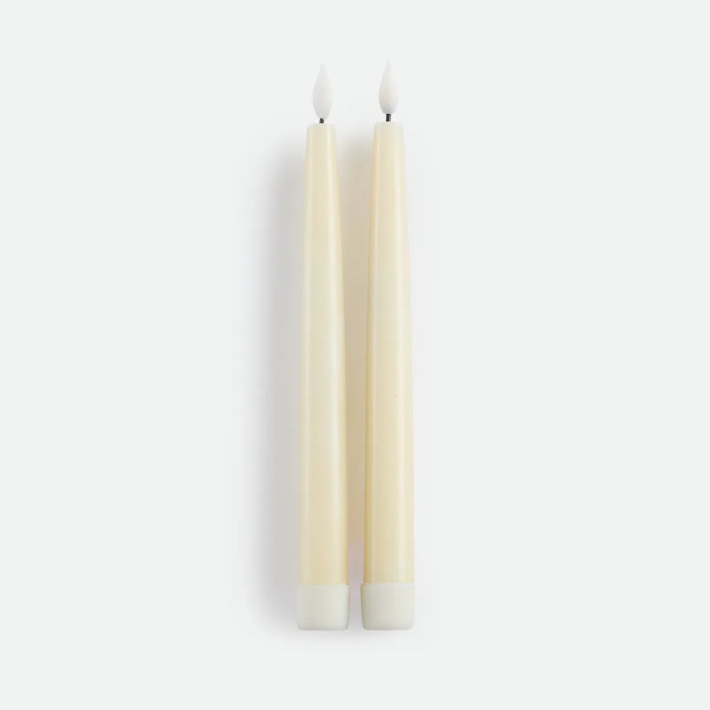 Set van 2 ledkaarsen, van was, hoogte 24,5 cm