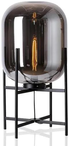 Smoke Glazen Tafellamp XL, Metaal, E27 Fitting, â34x74cm, Zwart