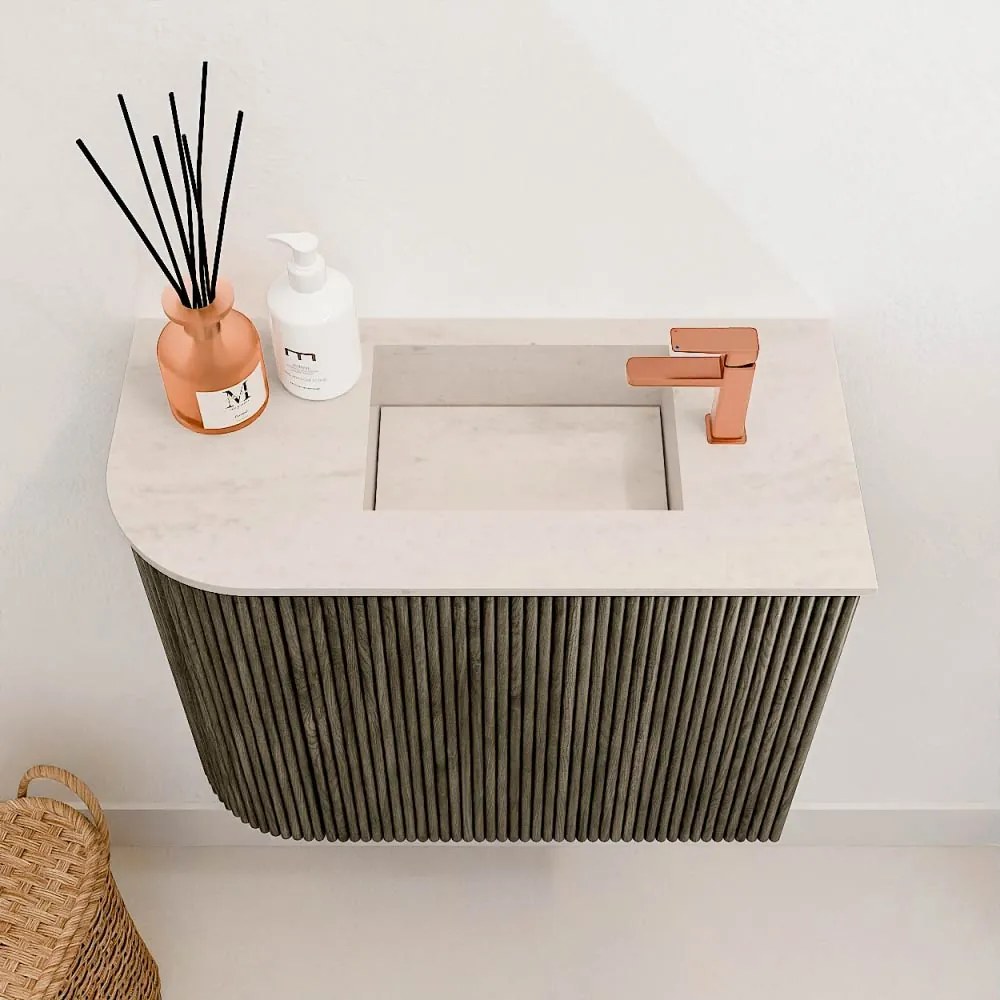 Mondiaz Joya DLux 50cm toiletmeubel ronding links shadow met wastafel faye rechts 1 kraangat meli
