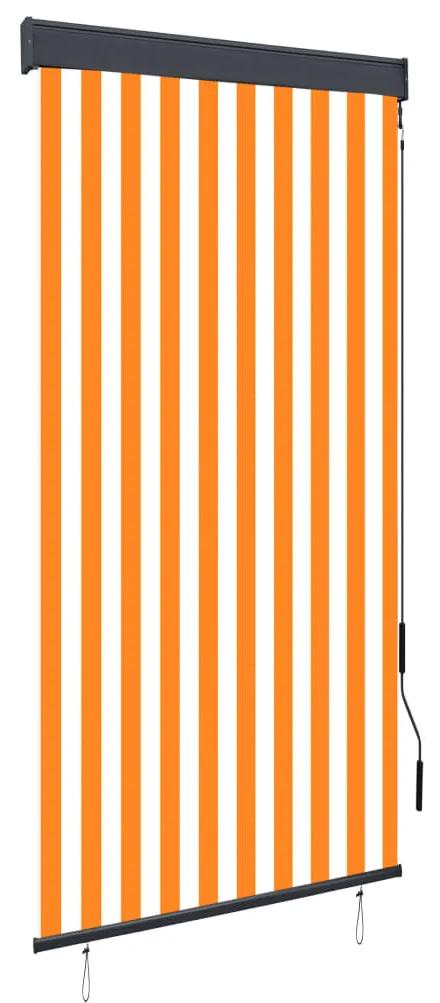 vidaXL Rolgordijn voor buiten 100x250 cm wit en oranje