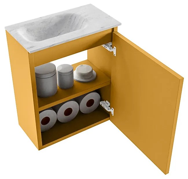 Mondiaz Ture DLux toiletmeubel 40cm ocher met wastafel opalo links zonder kraangat