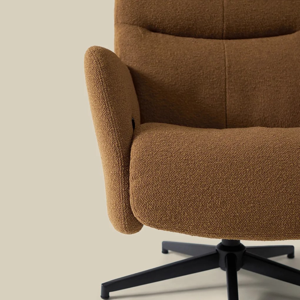 Verstelbare Fauteuil Met Voetenbank Caramel