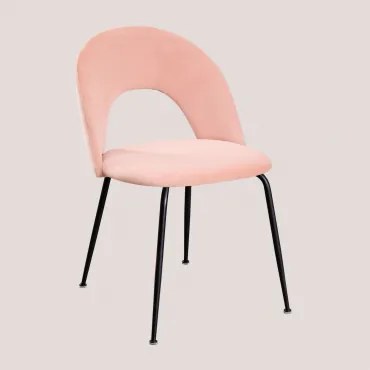 Set van 2 Glorys-stijl fluwelen eetkamerstoelen Roze & Zwart - Sklum