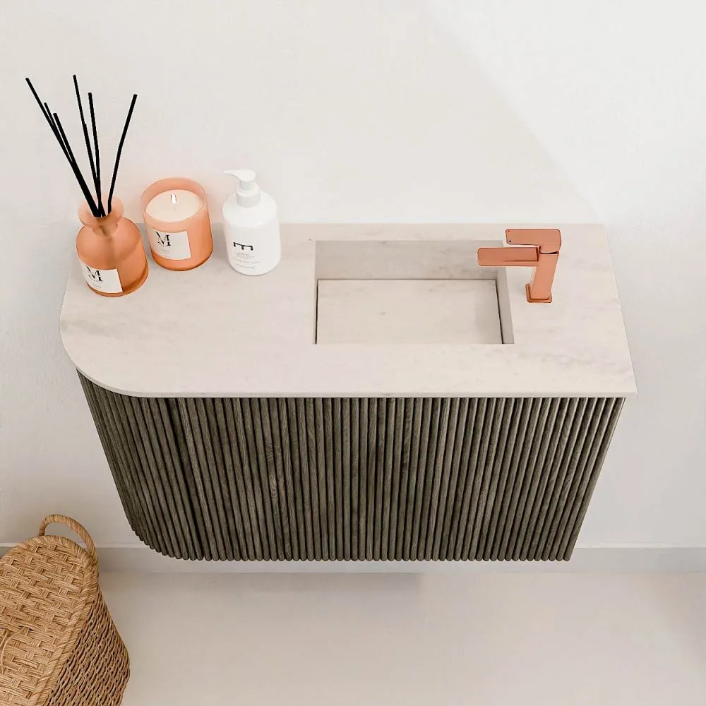 Mondiaz Joya DLux 60cm toiletmeubel ronding links shadow met wastafel faye rechts 1 kraangat meli