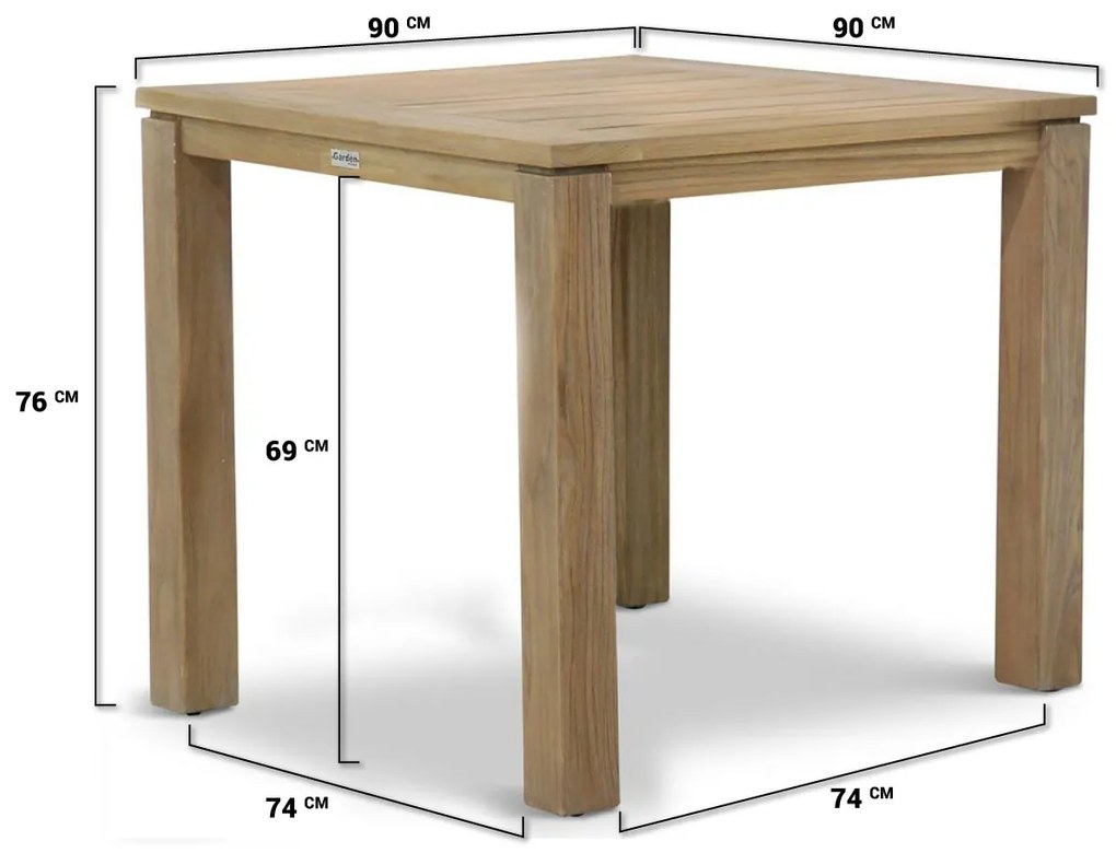 Dining Tuintafel vierkant 90 x 90 cm Teak Naturel teak Bristol