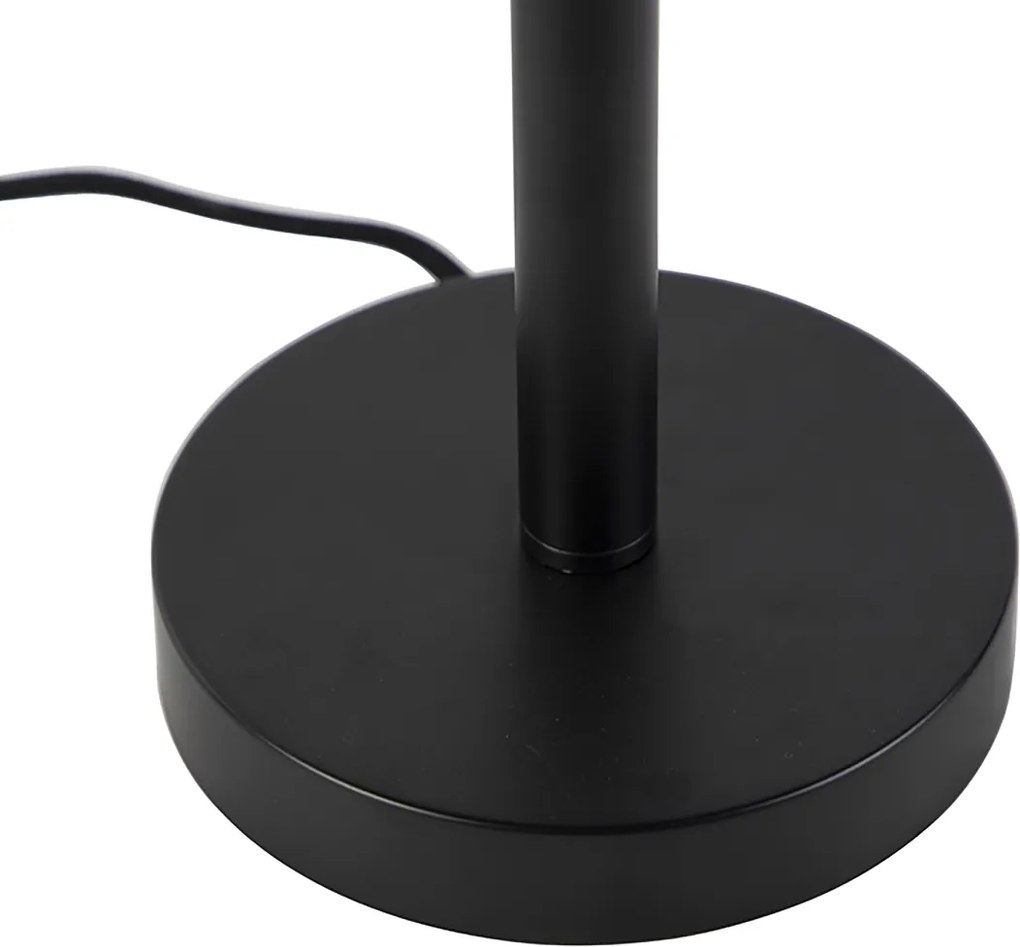 Moderne tafellamp zwart met boucle kap lichtbruin 35 cm - Simplo