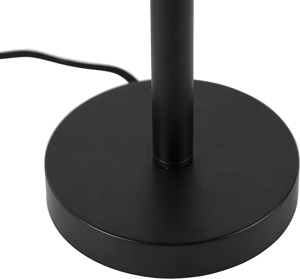 Moderne tafellamp zwart met stoffen kap lichtbruin 35cm - Simplo
