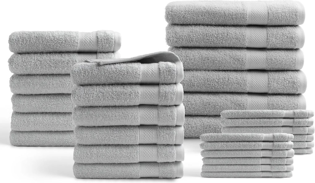 Handdoeken 30 delig set – Hotel Collectie – licht grijs