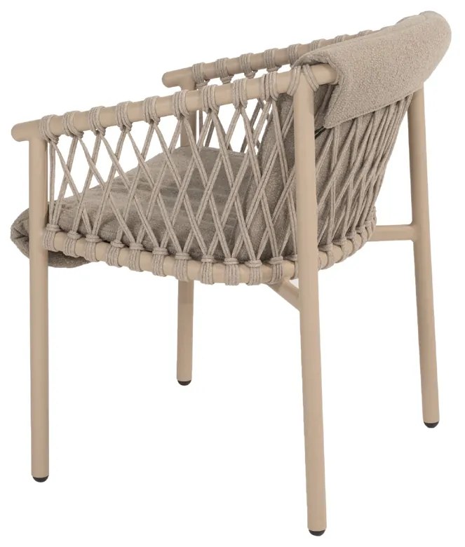 4 Seasons Outdoor Allora tuinset latte met Sarah tafel met geprint keramisch blad Ø 120 cm SALE Tuinset beige weerbestendig