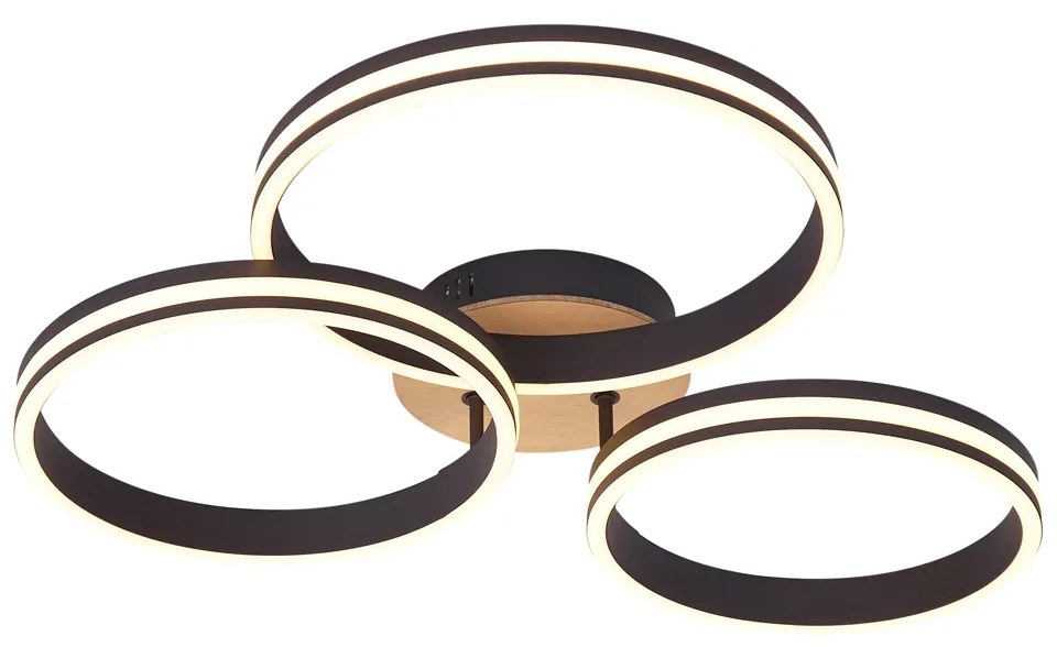 Plafondlamp hout incl. LED 3-staps dimbaar 3-lichts - Navara