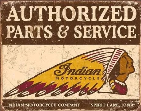 Metalen bord Indian motorcycles - Authorized Parts and Service