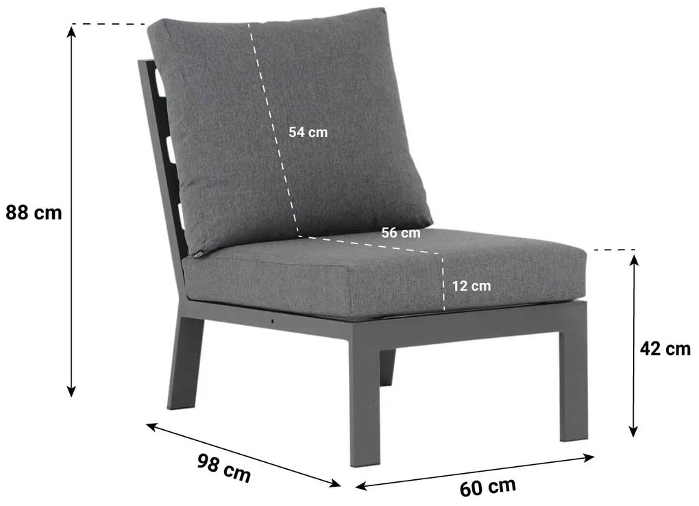 Lifestyle Garden Furniture Marietta Midden Module Aluminium Grijs