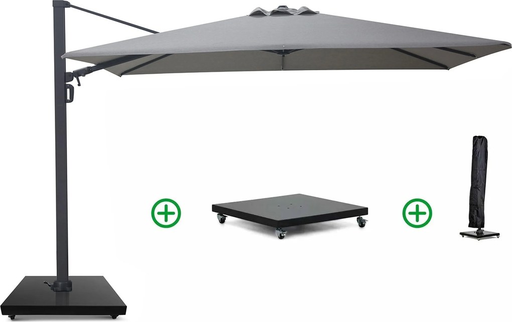 Zweefparasol 2.6x3.5m Contrete (incl. voet en hoes) Grijs-antraciet Camello Luna