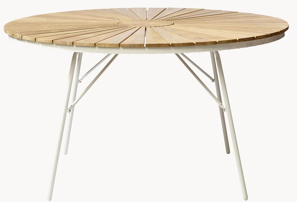 Ronde tuintafel Ellen met teakhouten tafelblad, verschillende formaten