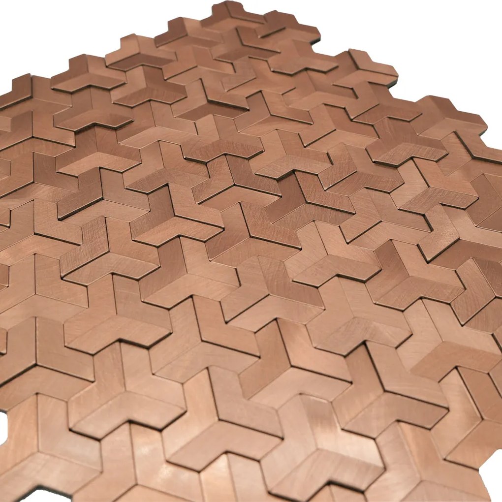 Zelfklevende Mozaïektegels Metaal | Trifold 3D Koper | 30,3×28 cm | Keuken, Bad & WC