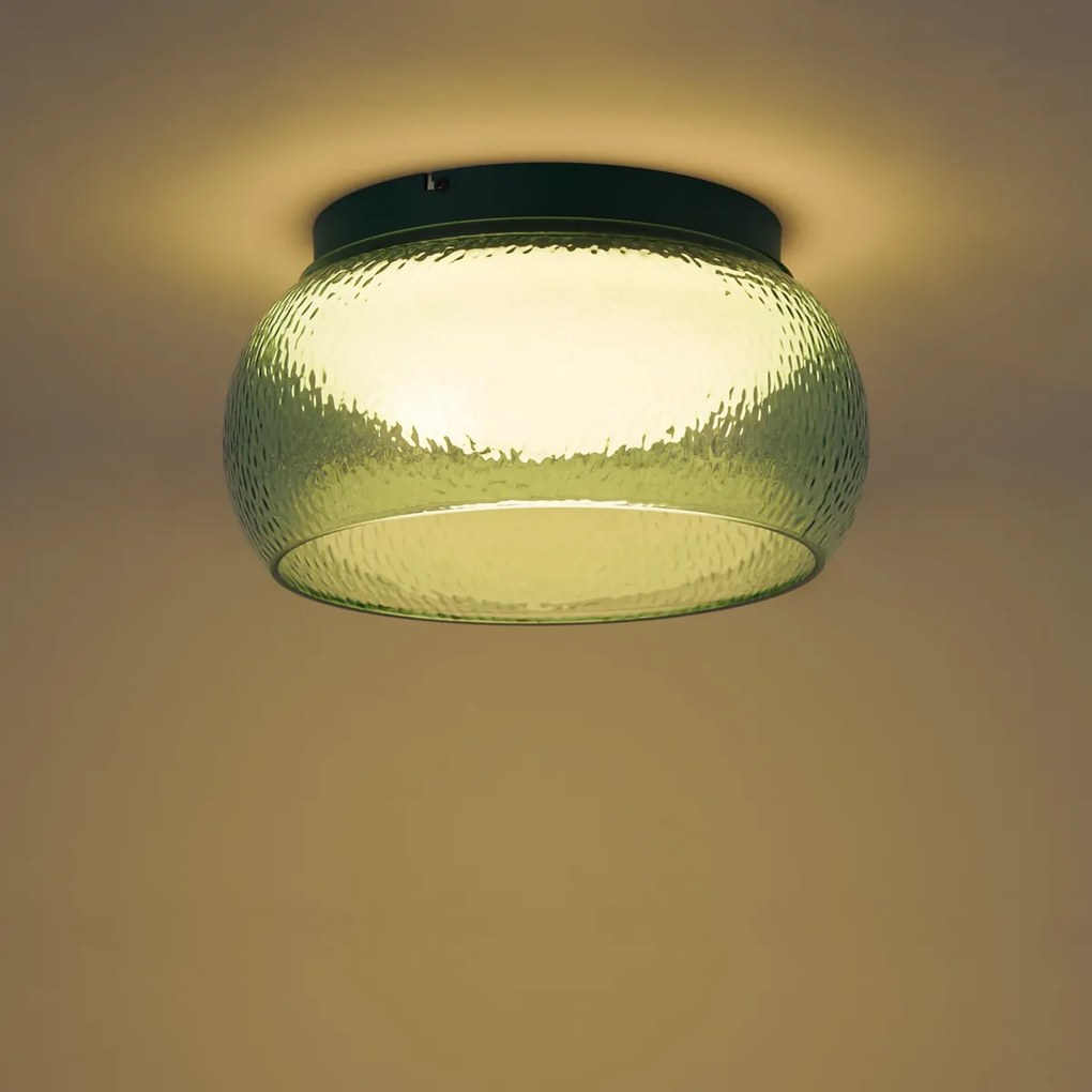 Art Deco plafondlamp groen met glas incl. LED 3-staps dimbaar - Thimble