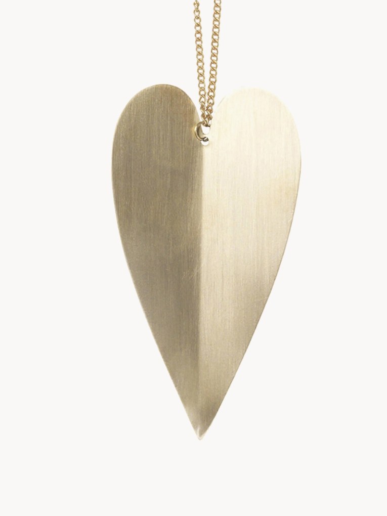 Kerstboomhangers Heart van messing, 4-delig