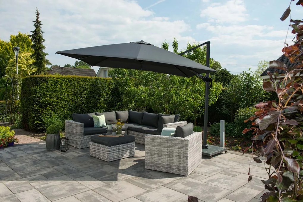Hawaii zweefparasol Deluxe 300 x 300 cm. - Donkergrijs OP=OP