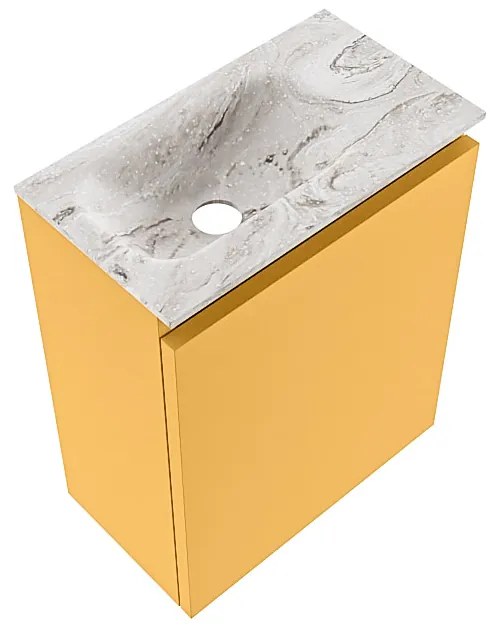 Mondiaz Ture DLux toiletmeubel 40cm ocher met wastafel glace links met kraangat