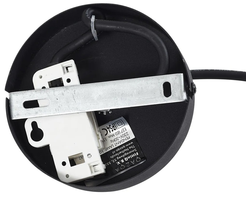 Buiten hanglamp zwart met groene kap van touw IP44 - Cava Jayla