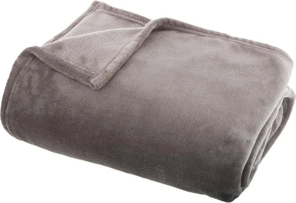 Atmosphera plaid Flanel Uni 130x180cm - Lichtgrijs